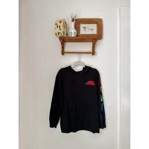 Adidas black hooded long sleeve with colorful logos - size 8